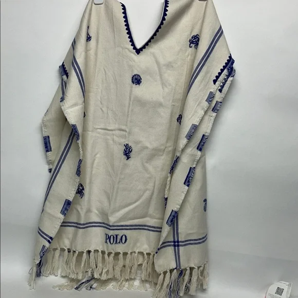 Ralph Lauren Polo Ivory and Navy Poncho 100% organic cotton NWT - Picture 3 of 7
